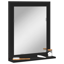 vidaXL fekete szerelt fa fürdőszobai tükör polccal 50x12x60 cm fürdőszoba bútor