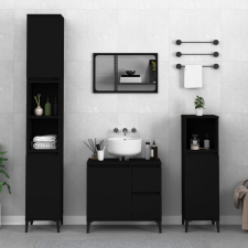 vidaXL fekete szerelt fa fürdőszobaszekrény 30 x 30 x 190 cm fürdőszoba bútor