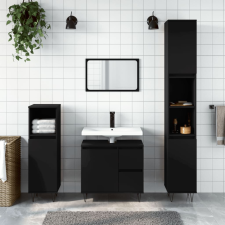vidaXL fekete szerelt fa fürdőszobaszekrény 65 x 33 x 60 cm fürdőszoba bútor