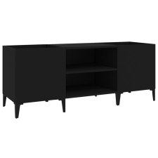 vidaXL fekete szerelt fa hanglemezszekrény 121x38x48 cm (831934) bútor