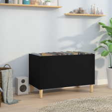 vidaXL fekete szerelt fa hanglemezszekrény 74,5x38x48 cm bútor