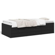 vidaXL fekete szerelt fa kanapéágy fiókokkal 75 x 190 cm ágy és ágykellék