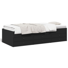 vidaXL fekete szerelt fa kanapéágy fiókokkal 90 x 200 cm ágy és ágykellék