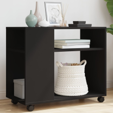 vidaXL fekete szerelt fa kisasztal kerekekkel 70 x 35 x 60 cm bútor
