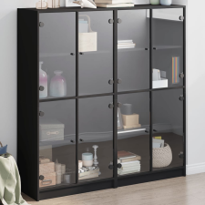 vidaXL fekete szerelt fa könyvespolc ajtóval 136 x 37 x 142 cm bútor