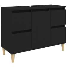 vidaXL fekete szerelt fa mosdószekrény 80 x 33 x 60 cm fürdőszoba bútor