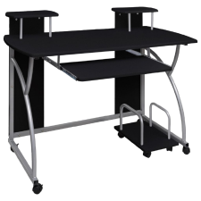 vidaXL fekete szerelt fa számítógépasztal 110 x 52 x 88,5 cm íróasztal