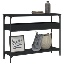 vidaXL fekete szerelt fa tálalóasztal polccal 100x29x75 cm bútor