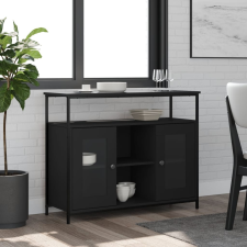 vidaXL fekete szerelt fa tálalószekrény 100 x 35 x 80 cm bútor