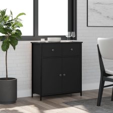 vidaXL fekete szerelt fa tálalószekrény 70 x 30 x 80 cm bútor