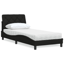 vidaXL fekete szövet ágy matraccal 90x200 cm ágy és ágykellék