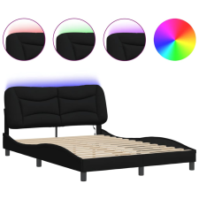 vidaXL fekete szövet ágykeret LED-világítással 120 x 200 cm (3213692) ágy és ágykellék