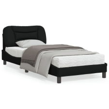 vidaXL Fekete szövet ágykeret LED-világítással 90 x 190 cm ágy és ágykellék