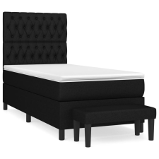 vidaXL fekete szövet rugós ágy matraccal 100 x 200 cm (3136815) ágy és ágykellék