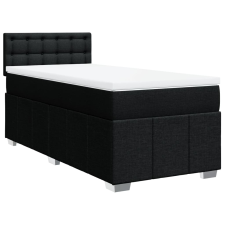 vidaXL fekete szövet rugós ágy matraccal 100 x 200 cm (3286995) ágy és ágykellék