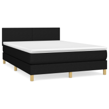 vidaXL fekete szövet rugós ágy matraccal 140 x 190 cm (3140451) ágy és ágykellék