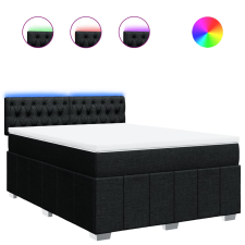 vidaXL fekete szövet rugós ágy matraccal 140 x 190 cm (3289372) ágy és ágykellék