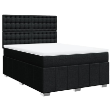 vidaXL fekete szövet rugós ágy matraccal 140 x 190 cm (3291679) ágy és ágykellék