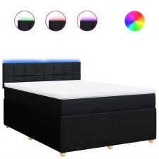 vidaXL fekete szövet rugós ágy matraccal 140 x 200 cm (3289781) ágy és ágykellék