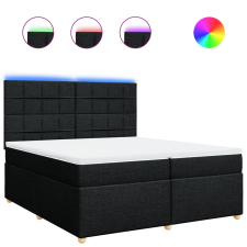vidaXL fekete szövet rugós ágy matraccal 200 x 200 cm (3293689) ágy és ágykellék