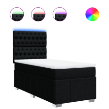vidaXL fekete szövet rugós ágy matraccal 80 x 200 cm (3293804) ágy és ágykellék