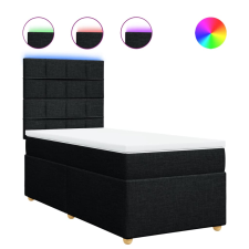 vidaXL fekete szövet rugós ágy matraccal 90x190 cm (3293437) ágy és ágykellék