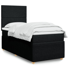 vidaXL fekete szövet rugós ágy matraccal 90x200 cm ágy és ágykellék