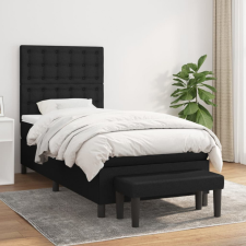 vidaXL fekete szövet rugós ágy matraccal 90x200 cm ágy és ágykellék