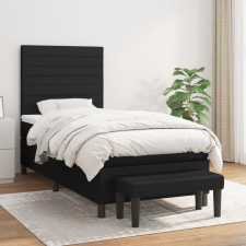 vidaXL fekete szövet rugós ágy matraccal 90x200 cm ágy és ágykellék