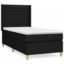 vidaXL fekete szövet rugós ágy matraccal 90x200 cm (3132043) ágy és ágykellék
