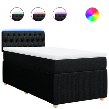 vidaXL fekete szövet rugós ágy matraccal 90x200 cm (3289648) ágy és ágykellék