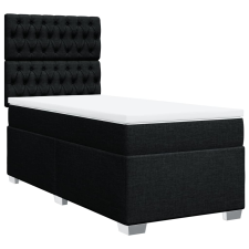 vidaXL fekete szövet rugós ágy matraccal 90x200 cm (3290380) ágy és ágykellék