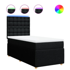 vidaXL fekete szövet rugós ágy matraccal 90x200 cm (3294255) ágy és ágykellék