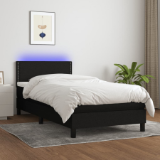 vidaXL fekete szövet rugós és LED-es ágy matraccal 100x200 cm ágy és ágykellék
