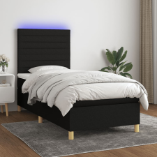 vidaXL fekete szövet rugós és LED-es ágy matraccal 100x200 cm ágy és ágykellék