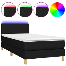 vidaXL fekete szövet rugós és LED-es ágy matraccal 100x200 cm (3133535) ágy és ágykellék