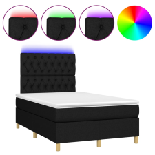 vidaXL fekete szövet rugós és LED-es ágy matraccal 120x190 cm ágy és ágykellék
