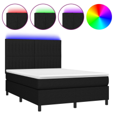 vidaXL fekete szövet rugós és LED-es ágy matraccal 140x190 cm (3135031) ágy és ágykellék