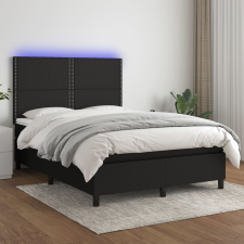vidaXL fekete szövet rugós és LED-es ágy matraccal 140x200 cm ágy és ágykellék