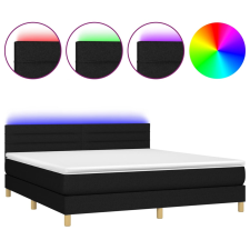 vidaXL fekete szövet rugós és LED-es ágy matraccal 160x200 cm (3133807) ágy és ágykellék