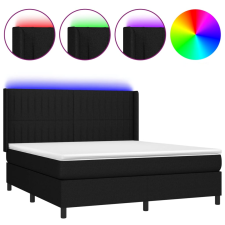 vidaXL fekete szövet rugós és LED-es ágy matraccal 160x200 cm (3138487) ágy és ágykellék