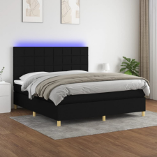 vidaXL fekete szövet rugós és LED-es ágy matraccal 180 x 200 cm ágy és ágykellék