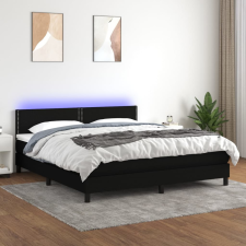 vidaXL fekete szövet rugós és LED-es ágy matraccal 180 x 200 cm ágy és ágykellék