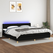 vidaXL fekete szövet rugós és LED-es ágy matraccal 200x200 cm ágy és ágykellék