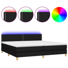 vidaXL fekete szövet rugós és LED-es ágy matraccal 200x200 cm (3133663) ágy és ágykellék