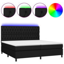 vidaXL fekete szövet rugós és LED-es ágy matraccal 200x200 cm (3135143) ágy és ágykellék