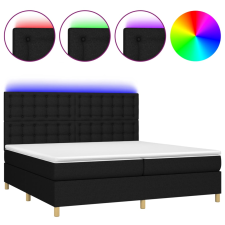 vidaXL fekete szövet rugós és LED-es ágy matraccal 200x200 cm (3135783) ágy és ágykellék