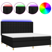 vidaXL fekete szövet rugós és LED-es ágy matraccal 200x200 cm (3139223) ágy és ágykellék
