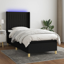 vidaXL fekete szövet rugós és LED-es ágy matraccal 90x200 cm ágy és ágykellék
