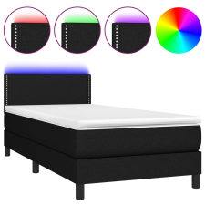 vidaXL fekete szövet rugós és LED-es ágy matraccal 90x200 cm (3133047) ágy és ágykellék